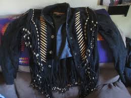 Cripple Creek Leather Beaded Fringed Womens Jacket Small
