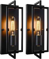 Maybe you would like to learn more about one of these? Set Of 2 Industrial Wall Sconces Black Rustic Indoor Wall Lanterns With Glass Shade Vintage Bronze Wall Light Fixture With E26 Base Decor For Bedroom Living Room Hallway Bulbs Included Amazon Com