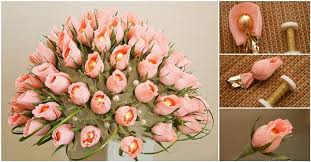 Craft glue, crystal chain, glue gun, white ri. Diy Beautiful Chocolate And Crepe Paper Flower Bouquet
