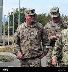 U.S. Army Col. James B. Bishop, Brigade Commander for the 194th Engineer  Brigade, Tennessee Army National Guard, reviews that construction progress  at Novo Selo Training Area, Bulgaria on August 25, 2016 during