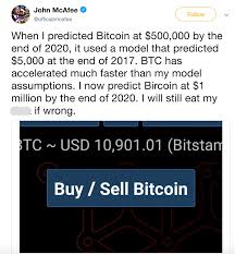 Company that shares his name, posted the below tweet, claiming that he is betting that bitcoin will hit $1 million by the end of in a tweet published on sunday , mcafee branded the prediction and his bet a ruse to onboard. Bitcoin Price Predictions 2019 Can Bitcoin See The Old Good 20 000 Days In 2019 Bitcoin Price Today Sun Jun 09 Smartereum