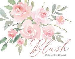 Pink Watercolor Floral Clipart Free Commercial Use Blush Light Etsy Floral Watercolor Pink Watercolor Flower Flower Clipart