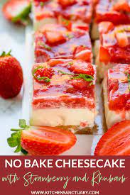No Bake Cheesecake With Strawberry And Rhubarb Rhubarb Cheesecake Recipe Rhubarb Recipes Dessert Recipes