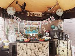 Travel Themed Baby Shower Welcome Aj To The World Travel Baby Showers Adventure Baby Shower Baby Shower Balloons
