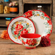 Red floral digital paper, wedding flower paper digital scrapbooking, invitations, birthday, wedding, planners, baptismal. The Pioneer Woman Vintage Floral 12 Piece Dinnerware Set Red Walmart Com Walmart Com