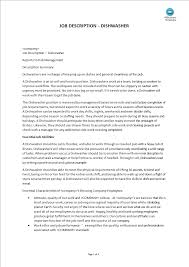 Wow your future employer with this simple cover letter example format. Dishwasher Job Description Templates At Allbusinesstemplates Com