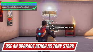 We are at week 8 for fortnite chapter 2: Use An Upgrade Bench As Tony Stark Tony Stark Awakening Challenge In Fortnite Chapter 2 Season 4 Youtube