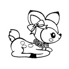 Cute Deer Stamp With Ribbon Kawaii Japan 1 Deer Coloring Pages Cute Kawaii Animals Deer Drawing