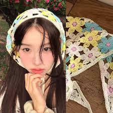 Magpie] Mũ dâu ngọt ngào và dễ thương Khăn trùm đầu hình tam giác rỗng dệt kim  kiểu Pháp Cô gái dễ thương Phong cách ngày lễ mục vụ