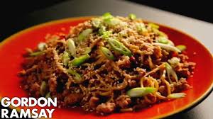 In the episode, ramsay was set to visit the wimbledon thai temple in london to cook for buddhist monks. Stir Fried Spicy Pork Noodles Gordon Ramsay Youtube