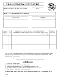 Fillable Online Hazardous Materials Shipping Paper Fax Email Print Pdffiller