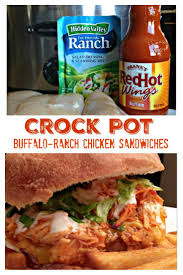 Eat on wraps, salad, or topped on a bun. Crock Pot Buffalo Ranch Shredded Chicken Sandwiches Chicken Crockpot Recipes Recipes Shredded Chicken Sandwiches