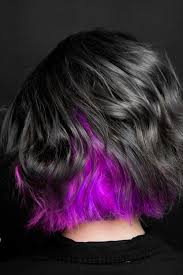 After your hair has dried, apply the purple hair color to your bleached sections of hair with the help of your tinted brush. 35 Unique Purple And Black Hair Combinations Lovehairstyles Com