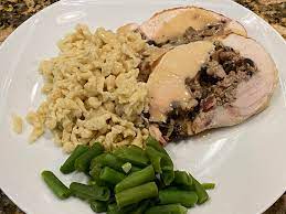 Drain, reserving 1 tablespoon drippings. Homemade Chicken Ballotine With Spaetzle And Green Beans Food