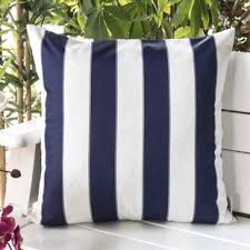 Outdoor gray and white cabana stripe pillow cover with piping, decorative pillows, beach decor, nautical, cape cod. Blue Navy Outdoor Pillows You Ll Love In 2021 Wayfair