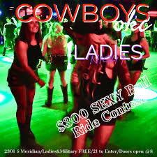 Cowboys OKC on X: 🔥THURSDAY NIGHT! LADIES NIGHT!🔥 $300 SEXY Bull Riding  Contest 💥Active Military FREE 💥FREE Entry for Ladies till 11pm 💥$6 Cover  for Gentlemen 💥$1 Bud, Bud Light, Coors Light