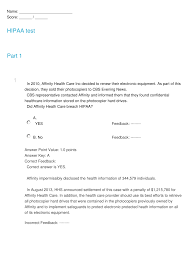 The prohipaa training course at protraining is another free way to get hipaa training. Pdf Hipaa Test
