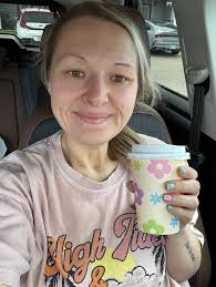 I made myself a cup of coffee to-go and Birdie Mae and I are going to one  of our favorite dog friendly stores. Birdie Mae loves going for car rides  and to