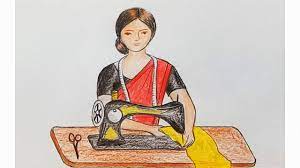 How do i create digital art? How To Draw Sewing Scene Step By Step Very Easy Art Video Youtube