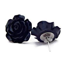 Large Black Rose Earrings Big Fashion Earrings Rockabilly Large Flower 7 Liked On Polyvore Featur Earrings Big Fashion Black Rose Jewelry Rose Earrings