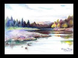 Beautiful Landscape By Dragofyre7 On Deviantart Pencil Sketches Landscape Pencil Drawings Of Nature Color Pencil Sketch