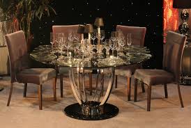 Both the chairs and the dining table rest on chrome metal frames. Elegant Dining Room Tables Wild Country Fine Arts