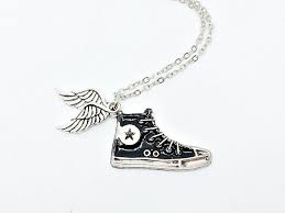 Winged Shoes Necklace Hermes Flying Sneakers Inspired By The Etsy Shoe Necklace Wing Shoes Necklace
