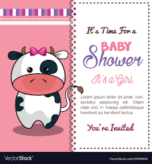 Invitation Baby Shower Card With Cow Design Vector Image