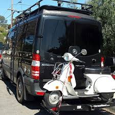 Sportsmobile Sprinter Loaded With Aluminess Gear On The Streets Of San Diego Mercedes Sprinter Camper Sprinter Van Sprinter