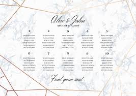 Wedding Seating Chart Poster Template Geometric Design In Rose