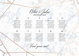 Wedding Seating Chart Poster Template Geometric Design In Rose