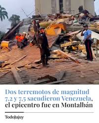 HAY AL MENOS 32 MUERTOS Y MÁS DE 700 HERIDOS POR LOS TERREMOTOS EN VENEZUELA  Dos terremotos de magnitud 7,2 y 7,5 sacudieron Venezuela este miércoles y  provocaron daños en Caracas, donde