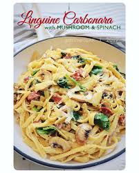 Linguine Carbonara With Mushroom Spinach Bahan 300 Gram Linguine Atau Pasta Lain Hokeh Aja Asal Jangan Pasta Gigi 2 Bawang Putih