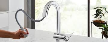 Antique brass long neck faucet, antique brass long neck faucet. Pull Out Kitchen Faucets Kitchen Design Trends Grohe