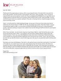 The offer that the real estate agent sends will most likely not contain any personal. Example Letter To The Sellers House Letters Letter To Seller Real Estate Buyers