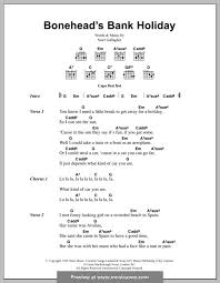 Bonehead S Bank Holiday Oasis By N Gallagher Sheet Music On Musicaneo