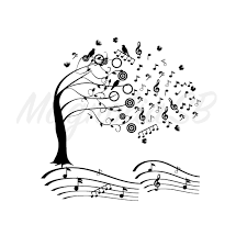 Black And White Music Notes Drawing Music Tree Svg Tree Dxf Tree With Musical Notes And Birds Etsy Music Tree Tree Svg Tree Silhouette