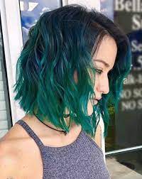 2019 Trendiest Color Of The Season Sea Green Bob Haircut Styles Blue Ombre Hair Green Hair Green Hair Colors