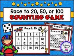 Counting Numbers Game Race To 20 50 Or 100 Race Cars Numbers Game Counting Numbers Printable Board Games