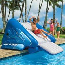 The Pool Slide Makes A Comeback Slip Sliding Away Swimming Pool Toys Pool Water Slide Pool Toys