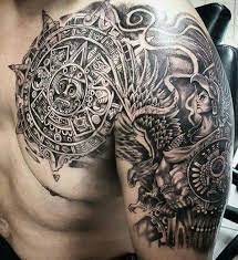 The headdress is generally described as feathered with the large beak coming over the top of the head with the point of the beak ending in front of the fore head. Aztec Tattoo Meaning Symbols And Design Ideas For Men