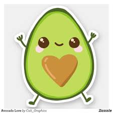 Avocado Love Sticker Zazzle Com Love Stickers Cute Doodles Cute Animal Drawings Kawaii
