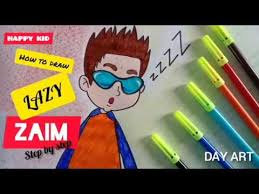 Follow along and draw a cute birthday cake! How To Draw Lazy Zaim Happy Kid Drawing Class Tutorial Malayalam Youtube