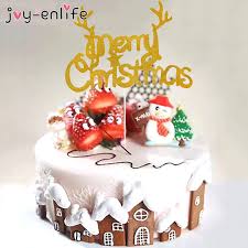 2020 Merry Christmas Cake Topper Santa Claus Merry Christmas Cake Flags Christmas New Year Party Cake Decoration Xmas Cake Christmas Cake Topper Christmas Cake