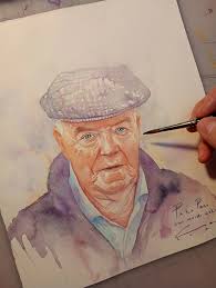 Regalo para mi alumno Paco @paco.garciarodriguez enviado a España por  @dianagalonso y su hija☺️. #portraits #watercolorportrait  #watercolorportraits #watercolors #eatercolorcommission  #watercolorcommissions #retratoenacuarela #acuarelas ####