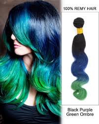 14 Black Purple Green Ombre Hair Three Tones Hair Weave Body Wave Weft Remy Human Hair Purple And Green Hair Ombre Hair Extensions Ombre Human Hair Extensions