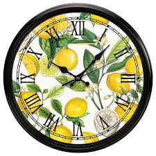 Lemon Basil Wall Clock Walmart Com Lemon Kitchen Decor Kitchen Clocks Top Bathroom Design