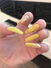 This is a favorite amongst those that prefer long nails and it's a cool shape if you want to try something different. You Like What You See For More Like This Follow Me Rinterest Delightfylglace New Pins Every Yellow Nails Yellow Nails Design Coffin Nails Glitter
