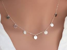 Disc Coin Drop Necklace Sterling Silver Mini Disc Necklace Etsy Hong Kong