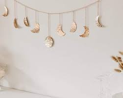 Amazon Com Moon Gaia Moon Phase Wall Hanging Garland Phases Of The Moon Wall Art Metal Moon In 2020 Gold Wall Decor Bedroom Gold Room Decor Rose Gold Room Decor